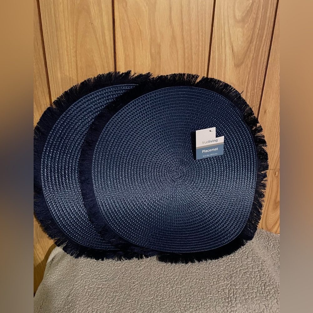Indulge Living Midnight Blue Fringed Placemats (2)